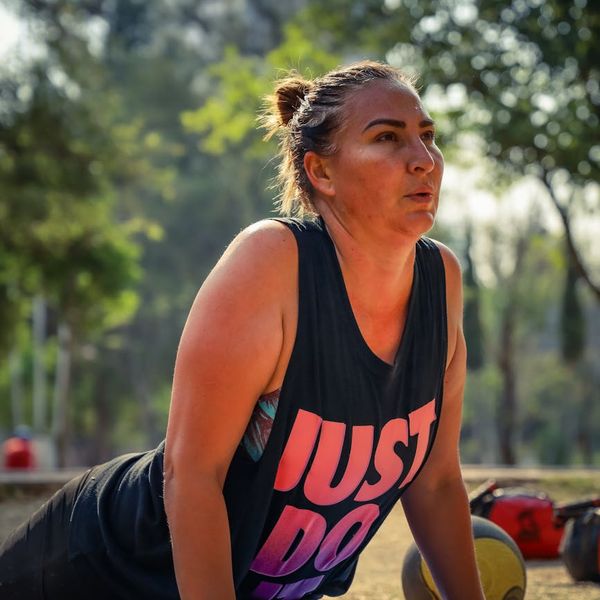Person concentrating on their breathing during exercise